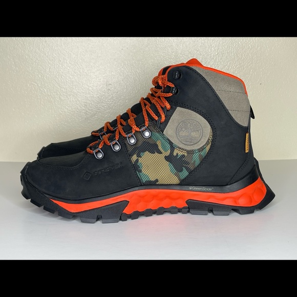 Mens Timberland Solar Ridge GoreTex Mid Hiking Boots Waterproof Black Red - Picture 6 of 13